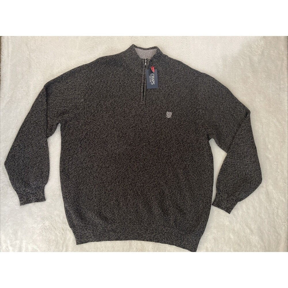 Chaps Sweater Pullover Knit Men’s 3XB Big & Tall Neck Long Sleeve Charcoal NWT